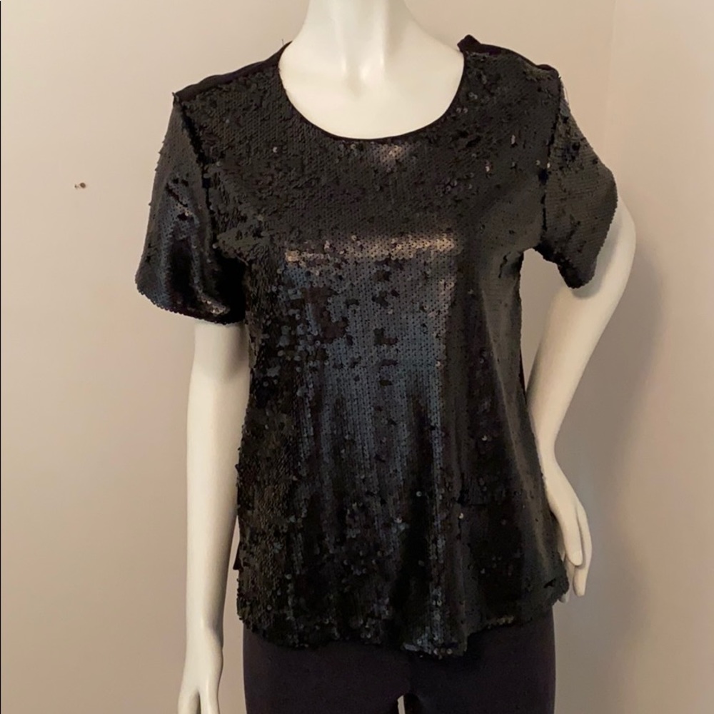 Black matte sequin T-shirt